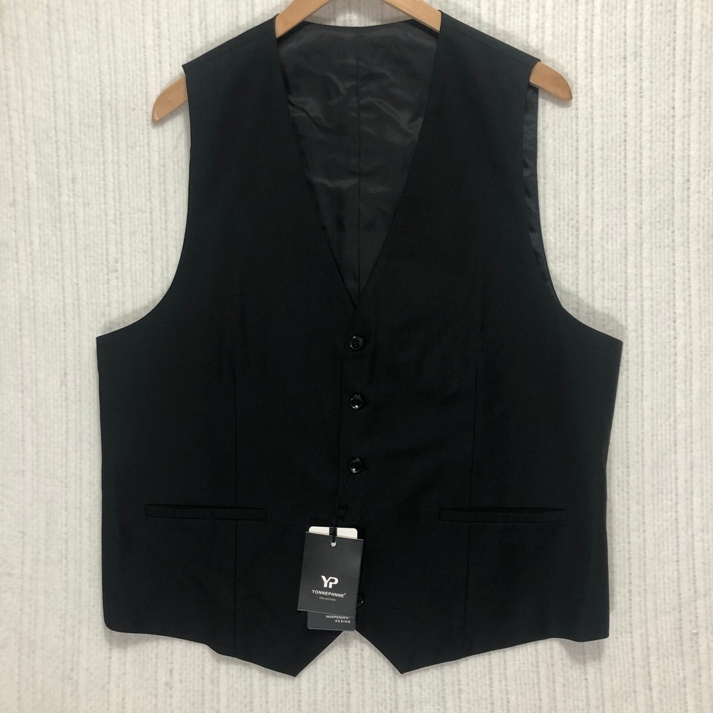 YONNEPHNNE Collection Vest Slim Fit Dress‎ Suit Waistcoat Formal Black